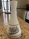 Antique Water White Clambroth Milk Glass Apothecary Bottle Barber Black Letter