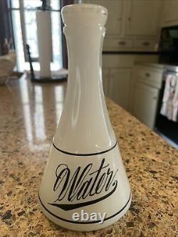 ANTIQUE WATER WHITE CLAMBROTH MILK GLASS APOTHECARY BOTTLE BARBER Black Letter