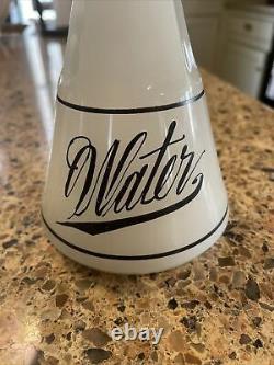 ANTIQUE WATER WHITE CLAMBROTH MILK GLASS APOTHECARY BOTTLE BARBER Black Letter