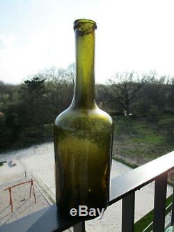+ANTIQUE+ black glass bottle / lady leg / porter with PONTIL c1750 +WOW+