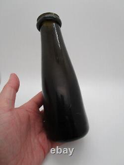 +ANTIQUE+ early LARGE black glass bottle / truffle jar with Pontil c1850