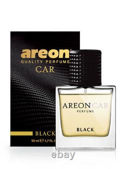 AREON MCP01 Glass Bottle Lux Car Air Freshener Perfume Cologne Spray, Black 50ml