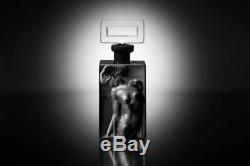 ART DECO Crystal Glass Black Czech Bohemian Perfume Bottle Hand Cut Nude Woman