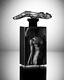 Art Deco Glass Flacon Nude Woman Black Czech Bohemian Perfume Bottle Hand Cut