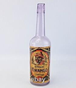ATQ Kwango Rhum Spiritueux Purple Glass Bottle Belgium Black Man Red Hat RARE
