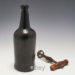 A'Black Glass' Cylinder Wine Bottle c1780