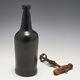 A'black Glass' Cylinder Wine Bottle C1780