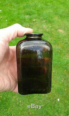 A Nice Early Pontil Black Glass Snuff Jar-Bottle Crudely Made C1830