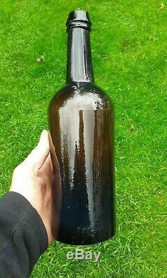 A Stunning Sealed A. S. C. R All Souls College Black Glass Bottle C1830
