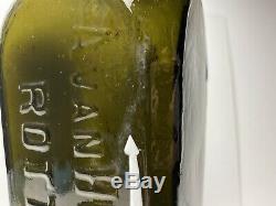 A. Van Hoboken ROTTERDAM Olive Green Black Glass Case Gin Bottle 10 3/4 Tall