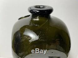 A. Van Hoboken ROTTERDAM Olive Green Black Glass Case Gin Bottle 10 3/4 Tall
