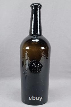 All Souls College Oxford England Applied Seal Black Glass Wine Bottle c. 1830s