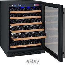 Allavino 56 Bottle Built-In Wine Cooler Refrigerator Cellar Black Glass Door