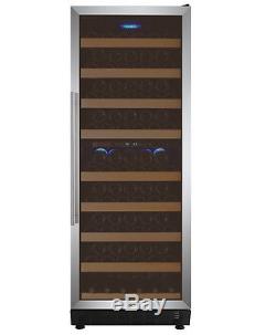 Allavino 99 Bottle Wine Cooler Refrigerator Dual Zone Stainless Steel Glass Door