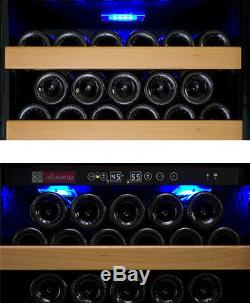 Allavino 99 Bottle Wine Cooler Refrigerator Dual Zone Stainless Steel Glass Door
