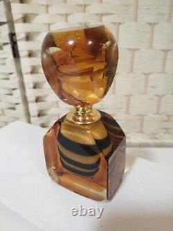 Amber Black Brown Swirl Glass Perfume Bottle 1943 Cl