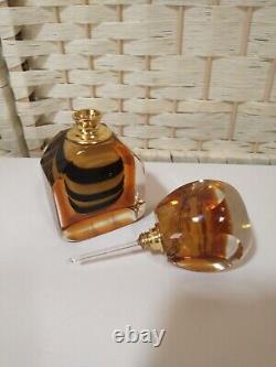 Amber Black Brown Swirl Glass Perfume Bottle 1943 Cl