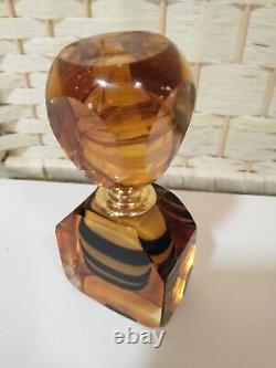 Amber Black Brown Swirl Glass Perfume Bottle 1943 Cl