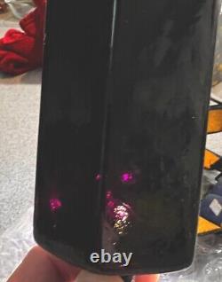 Amethyst Antique Black Glass 6 Sided Ink Bottle Crude Pontil Marks Red Purple