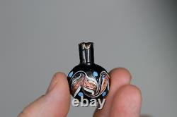 Antique19th Century Venetian Glass Miniature Scent Perfume Bottle Flask Black