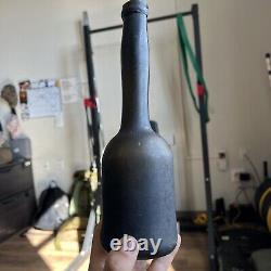 Antique 1700s Colonial Dutch Small Porter Wine Bottle 10.25 Crude! Black Glass