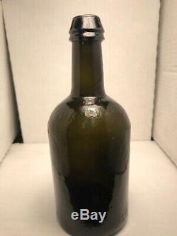 Antique 1800's Bristol Ricketts Black glass/ olive 7 5/8 pontil 3 pc mold
