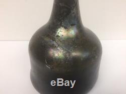 Antique 18thC (1720-1730) Black Glass ONION MALLET Bottle Rare with Crack