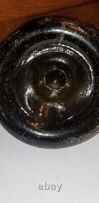 Antique 18th C English Dutch black glass onion bottle