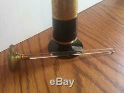 Antique 1920s PYRAMID DeVilbiss Style Dropper Perfume Bottle Glass Gold Etched