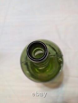 Antique 3 pc Mold Blown Green Demijohn Bottle 14 1/2 tall New England pre-1900s