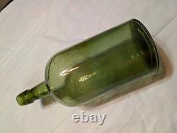 Antique 3 pc Mold Blown Green Demijohn Bottle 14 1/2 tall New England pre-1900s