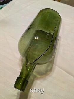 Antique 3 pc Mold Blown Green Demijohn Bottle 14 1/2 tall New England pre-1900s