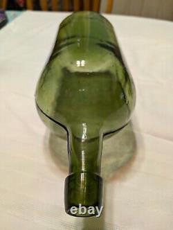 Antique 3 pc Mold Blown Green Demijohn Bottle 14 1/2 tall New England pre-1900s