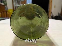 Antique 3 pc Mold Blown Green Demijohn Bottle 14 1/2 tall New England pre-1900s