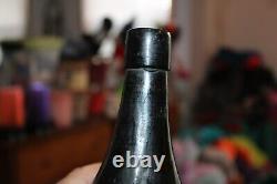 Antique, 9 1/4'', Black Glass, Beer Bottle, Extreme Texture, Item # A 2788