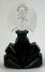 Antique Art Deco Intaglio Black Glass Perfume Bottle Lady Dancing Czech