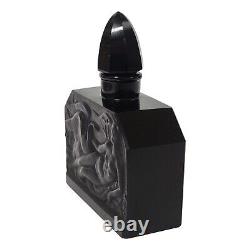 Antique Art Deco Hoffman Leda and the Swan Black Glass Perfume Bottle