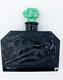 Antique Art Deco Hoffman Leda And The Swan Black & Green Glass Perfume Bottle
