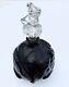 Antique Art Deco Nouveau Black Glass Perfume Bottle Koi Carp Czechoslovakian