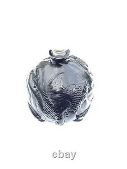 Antique Art Deco Nouveau Black Glass Perfume Bottle Koi Carp Czechoslovakian