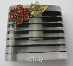 Antique Art Deco Perspex & Glass Perfume Scent Bottle + Stopper Black & Red