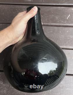 Antique Black Glass Globular Bottle Large Antique 1700s Apothecary