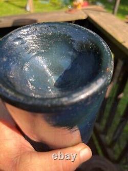 Antique Black Glass Kick up Pontil Blue Glass