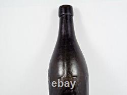 Antique Black Glass Pontil Bottle 3 Piece Hand Blown Rare Old Crude Bottle