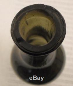 Antique Black Glass Wine Bottle Hand Blown Blob Seal Applied Lip Found Jamaica