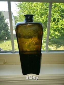Antique Case Gin Hand Blown Bottle Early 1800s Glossy Black Glass- MINT