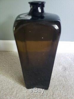 Antique Case Gin Hand Blown Bottle Early 1800s Glossy Black Glass- MINT