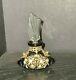 Antique Czech Miniature Perfume Bottleart Decoblack Glass With Dauber (1920s)