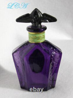 Antique DARK AMETHYST Black Narcissus PERFUME bottle with GLASS stopper