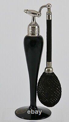 Antique DeVilbiss Perfume Atomizer Black Glass-Chrome Fittings-Art Deco-1925